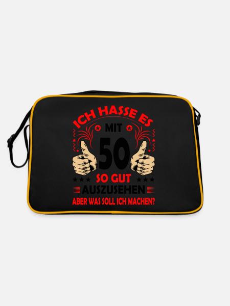 50 Geburtstag 50. Ehrentag Club der alten Säcke 50 - Retro Tasche - Schwarz/Gold - Hinten