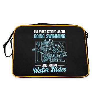 Wasserrutsche Schwimmbad Freibad Rutschen - Retro Tasche - Schwarz/Gold - Hinten
