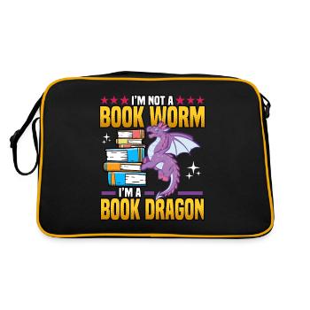 Funny I'm Not A Book Worm I'm A Book Dragon Nerds - Retro Tasche - Schwarz/Gold - Hinten