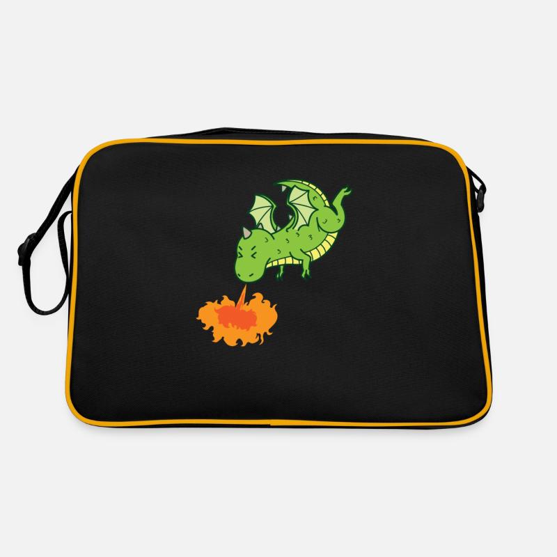 Dragon spits fire Mythical creatures Fairy tale Retro Bag