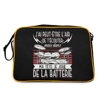 Batteur Baguette Tambour Batteries et Percussions - Sac Retro - noir/or - Dos