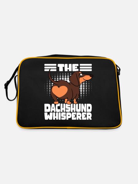 Dackel-Hintern Der Dackelflüsterer - Retro Tasche - Schwarz/Gold - Hinten