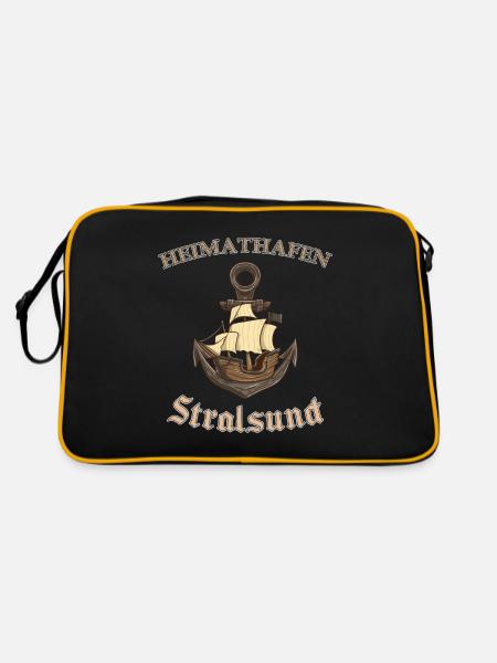Heimathafen Stralsund - Retro Tasche - Schwarz/Gold