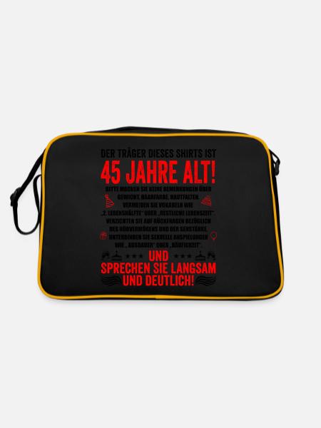 45. Geburtstag lustige Geschenke Männer 45 Jahre - Retro Tasche - Schwarz/Gold - Hinten