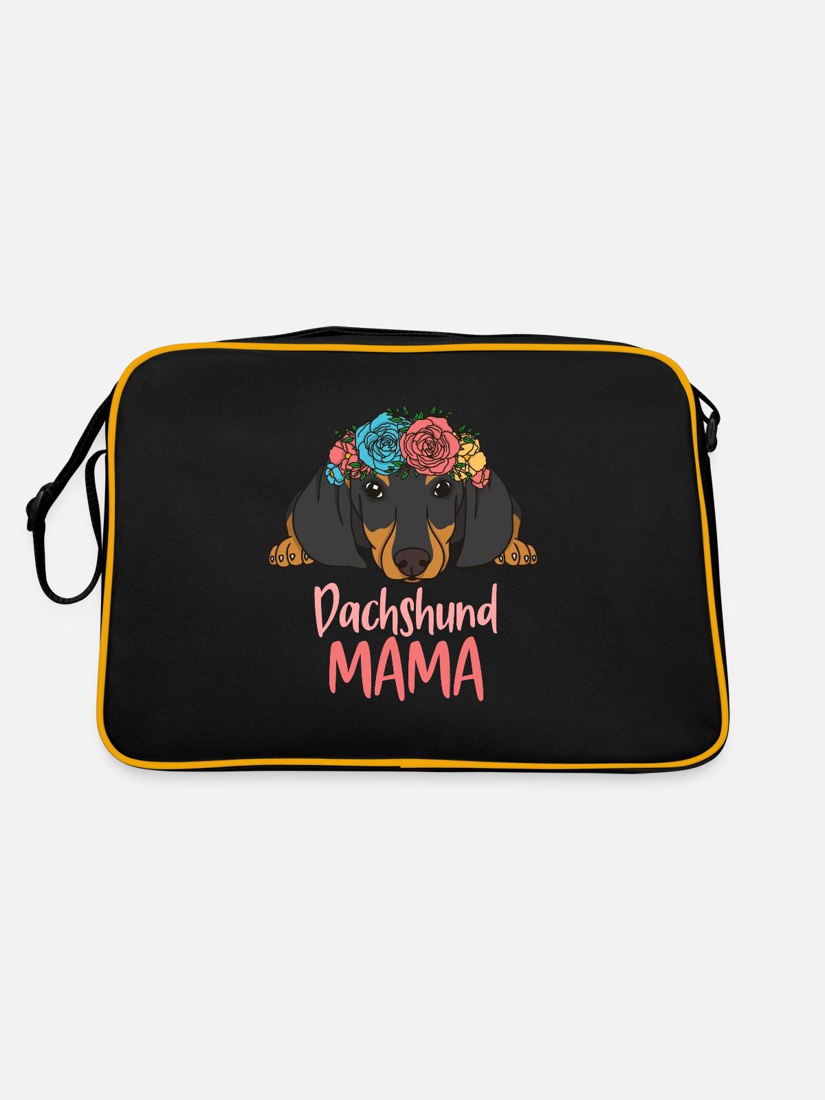DACHSHUND MAMA - Retro Bag - black/gold - Back