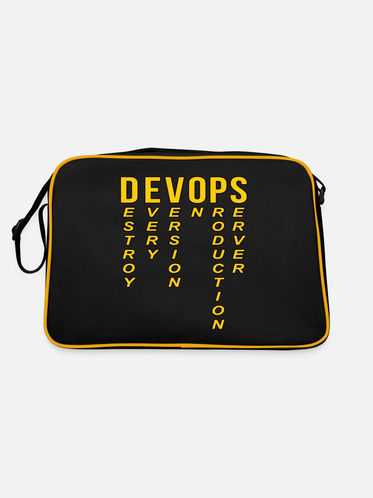 Devops Definition Technischer Computer - Retro Tasche - Schwarz/Gold - Hinten
