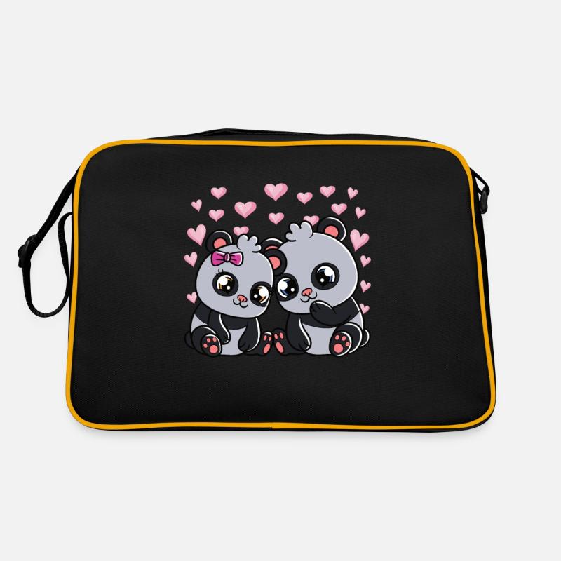 Cute Panda Bears Valentine's Day Retro Bag