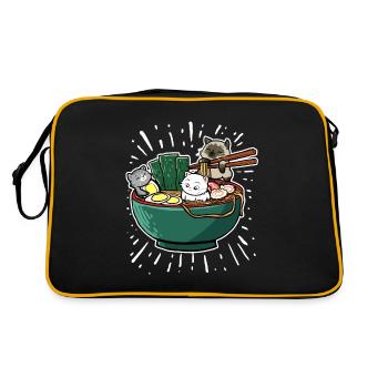 Japanese Ramen Noodles Bowl Kawaii Anime Cat - Retro Bag - black/gold - Back