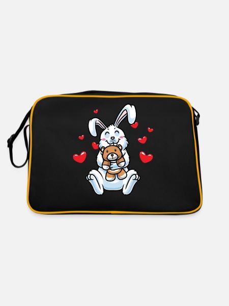 Kawaii Rabbit Cuddly Toy Hearts Carnickel Rabbit - Retro Bag - black/gold - Back