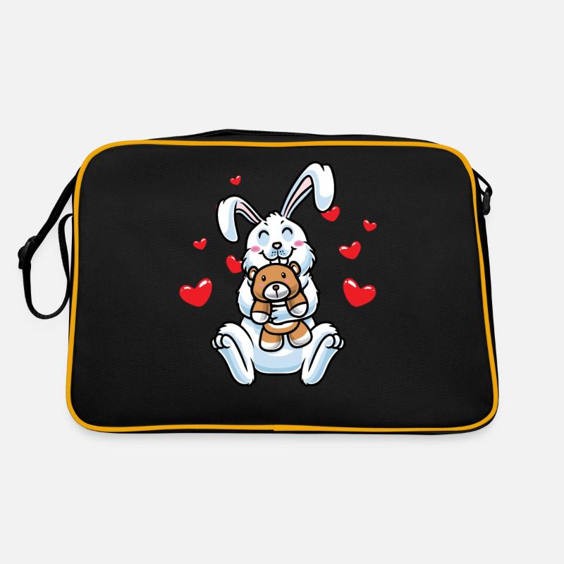 Kawaii Rabbit Cuddly Toy Hearts Carnickel Rabbit - Retro Bag - black/gold
