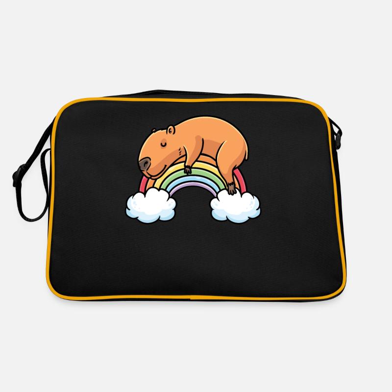Capybara Regenbogen Pyjama Schlafshirt Retro Tasche