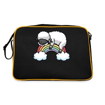 Walliser Schwarznasenschaf Regenbogen Pyjama - Retro Tasche - Schwarz/Gold - Hinten