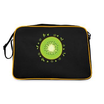 Kiwi Slice Fruit Fruit Animal Nouvelle-Zélande - Sac Retro - noir/or - Dos