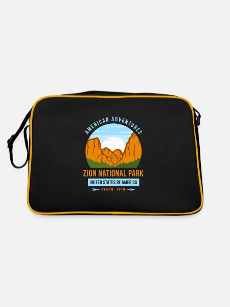 Zion Nationalpark - Retro Tasche - Schwarz/Gold - Hinten