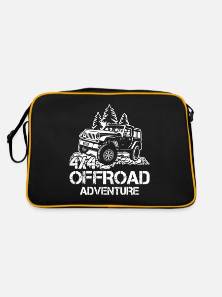 Geländewagen Offroad Allradantrieb Reisefahrzeug - Retro Tasche - Schwarz/Gold - Hinten