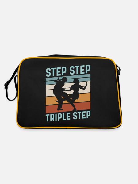 Step Step Triple Step Zitat für einen Lindy Hop - Retro Tasche - Schwarz/Gold - Hinten