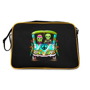 Space Shroom - Hippie Alien - Retro Tasche - Schwarz/Gold - Hinten