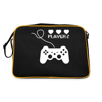 Video Gamer Couple Player 1 Player 2 Matching - Retro Bag - black/gold - Back
