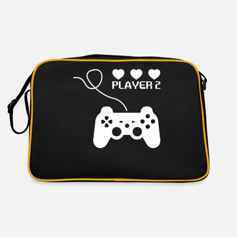 Video Gamer Couple Player 1 Player 2 Matching Retro Tasche