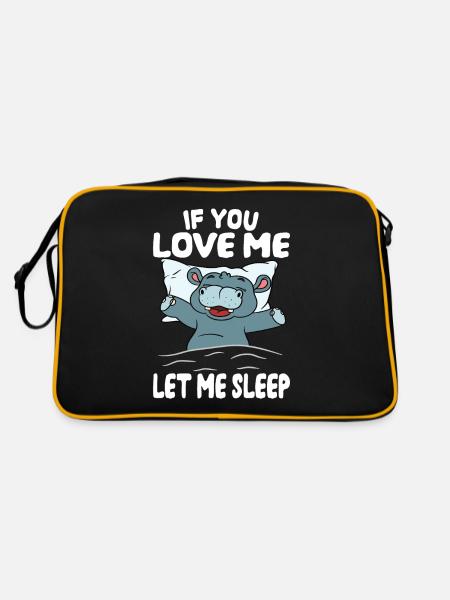 Lass Mich Schlafen Hippo - Retro Tasche - Schwarz/Gold - Hinten