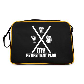 Mein Ruhestandsplan Whisky Bourbon Trinkt Wein - Retro Tasche - Schwarz/Gold - Hinten
