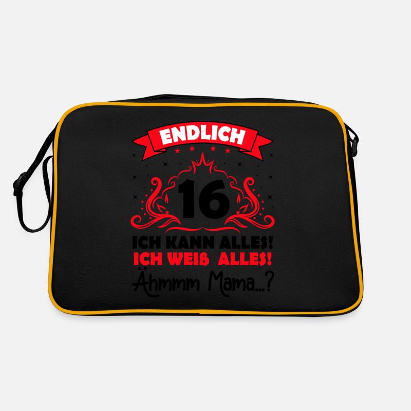 16 Geburtstag Mädchen Junge Fun Geschenk lustig - Retro Tasche - Schwarz/Gold