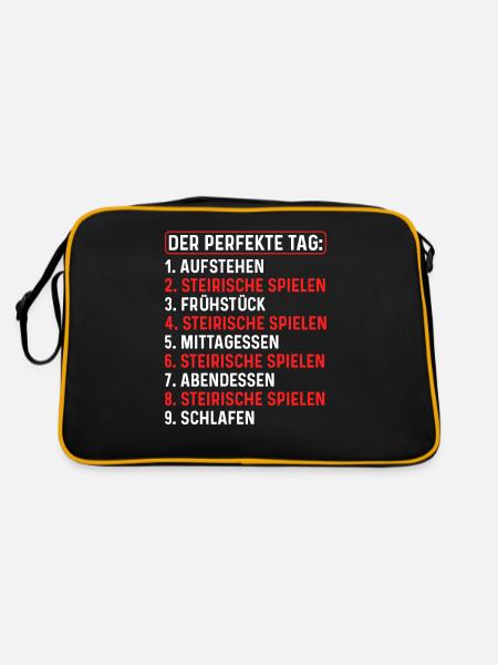 Der Perfekte Tag, Steirische Harmonika Quetschn - Retro Tasche - Schwarz/Gold - Hinten