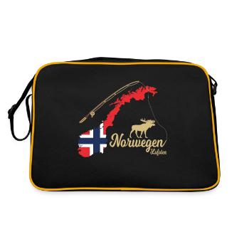 Norway Lofoten fishing Scandinavia motifs - Retro Tasche - Schwarz/Gold - Hinten