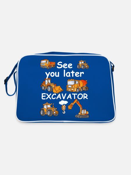 See you later, excavator! excavator design - Retro Bag - blue/white - Back