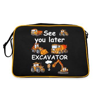 See you later, excavator! Bagger Design - Retro Tasche - Schwarz/Gold - Hinten
