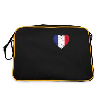 France Heart Flag France Patriot Fan - Sac Retro - noir/or - Dos