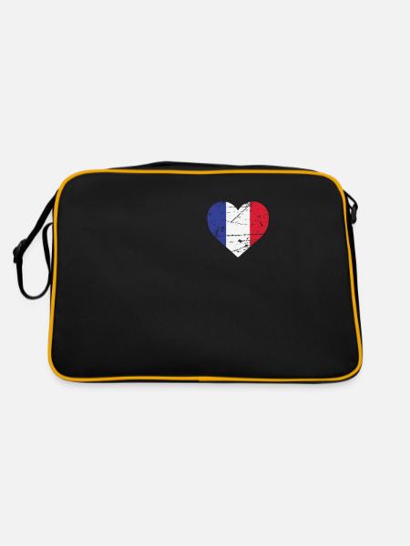 France Heart Flag France Patriot Fan - Sac Retro - noir/or - Dos