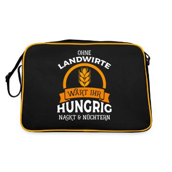 Ohne Landwirte wärt ihr hungrig nackt & nüchtern - - Retro Tasche - Schwarz/Gold - Hinten