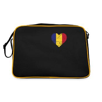 Drapeau du cœur roumain Roumanie Roumanie Fan - Sac Retro - noir/or - Dos