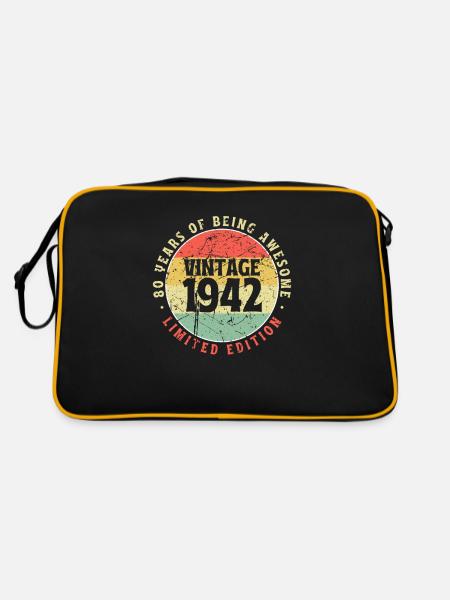 80e anniversaire 80 ans né en 1942 - Sac Retro - noir/or - Dos