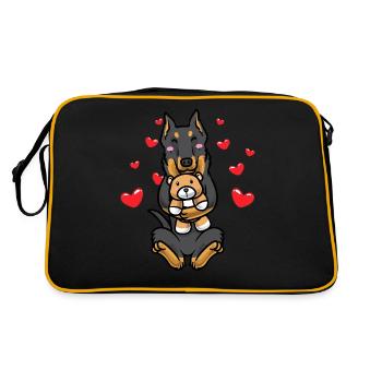 Beauceron Cuddly Toy Kawaii Dog Bas Rouge - Retro Bag - black/gold - Back