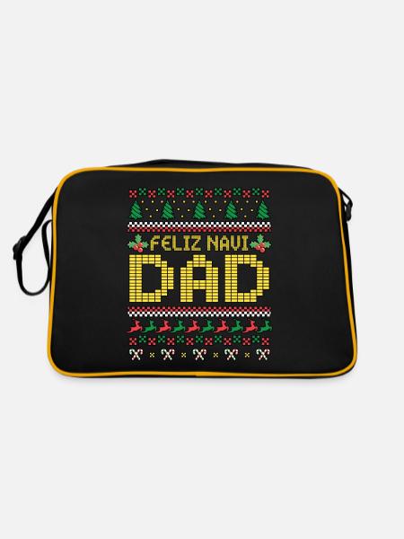 Noël Feliz NaviDad Costume de Pull de Noël Laid - Sac Retro - noir/or - Dos