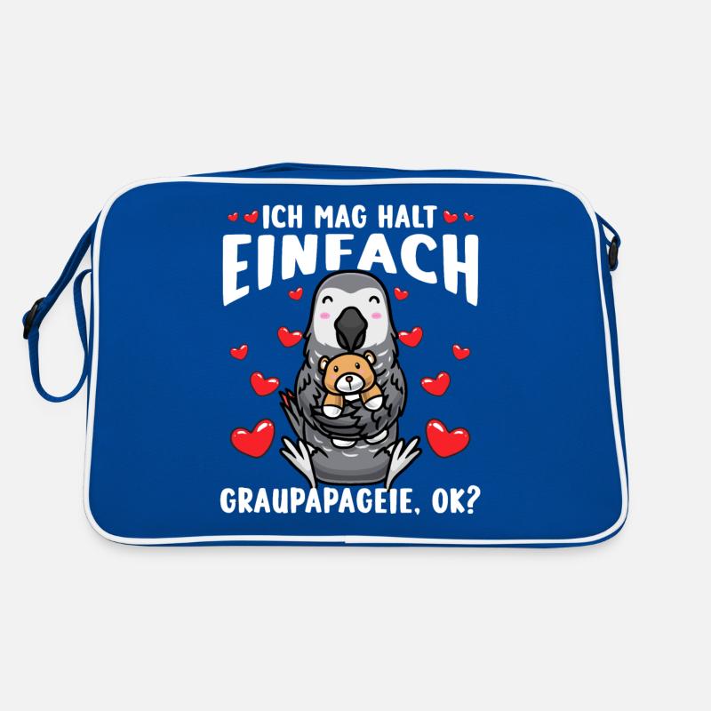 Graupapagei Kuscheltier Kawaii Herz Vogel Kongo Retro Tasche