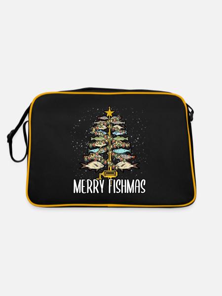 Drôle joyeux Fishmas Tree Fishermen Fish Lover - Sac Retro - noir/or - Dos