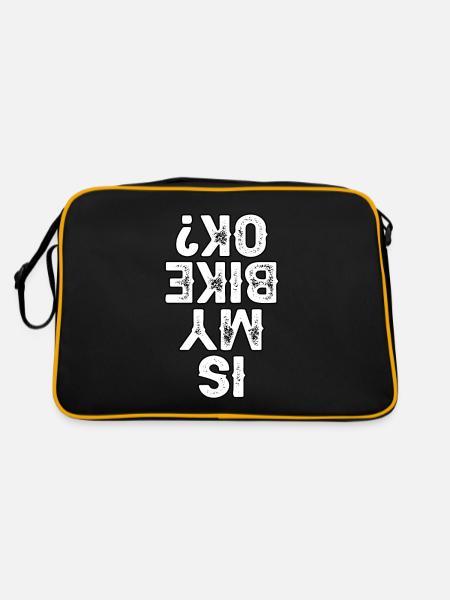 Funny Is My Bike Ok Mountain Biking Lover Cyclist - Retro Tasche - Schwarz/Gold - Hinten