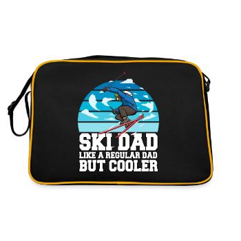 Skiing Ski Dad Like A Regular Dad But Cooler - Retro Tasche - Schwarz/Gold - Hinten