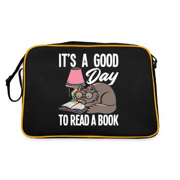 Buch Bücher Leseratte - Retro Tasche - Schwarz/Gold - Hinten