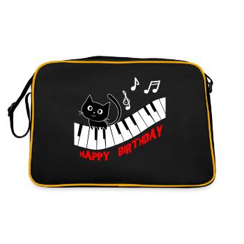 Piano Cat Piano I Funny Animals | Music Happy - Retro Bag - black/gold - Back