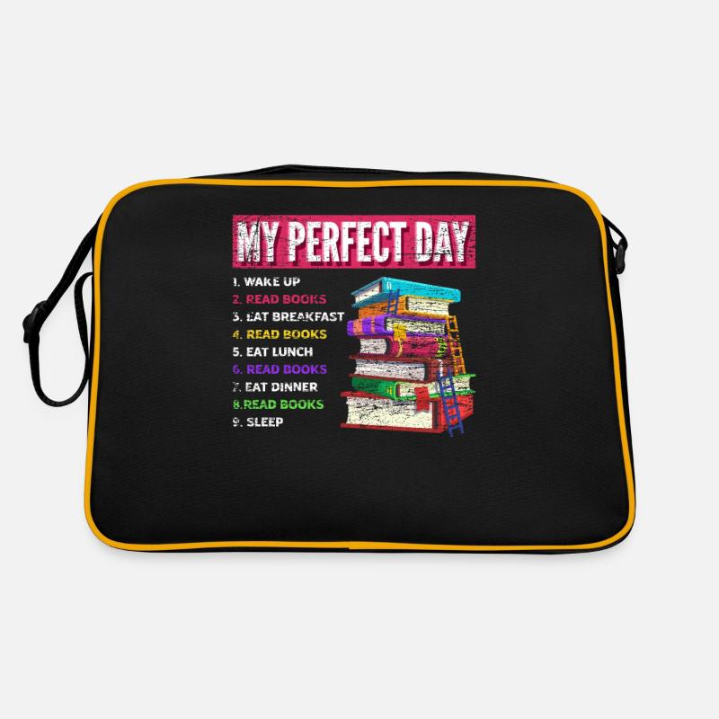 Buch Bücher Tag Geschenk Leseratte - Retro Tasche - Schwarz/Gold
