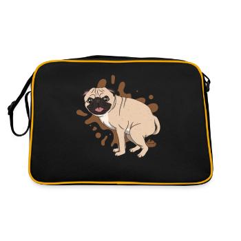 Pug poops piles of poop - Retro Bag - black/gold - Back