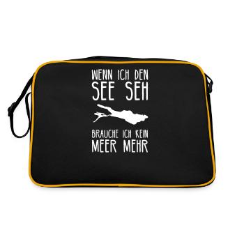 Bodensee I Deutschland Österreich Schweiz Motiv - Retro Tasche - Schwarz/Gold - Hinten