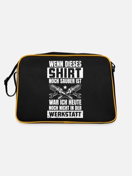 Mechaniker KFZ Mechatroniker - Retro Tasche - Schwarz/Gold - Hinten