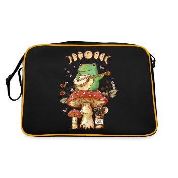 Cottagecore Aesthetic Frog avec Banjo Mushroom Art - Sac Retro - noir/or - Dos