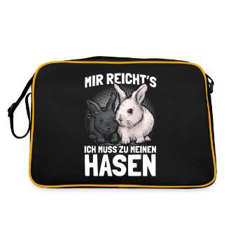 Mir reichts ich muss zu meinen Hasen - Retro Tasche - Schwarz/Gold - Hinten