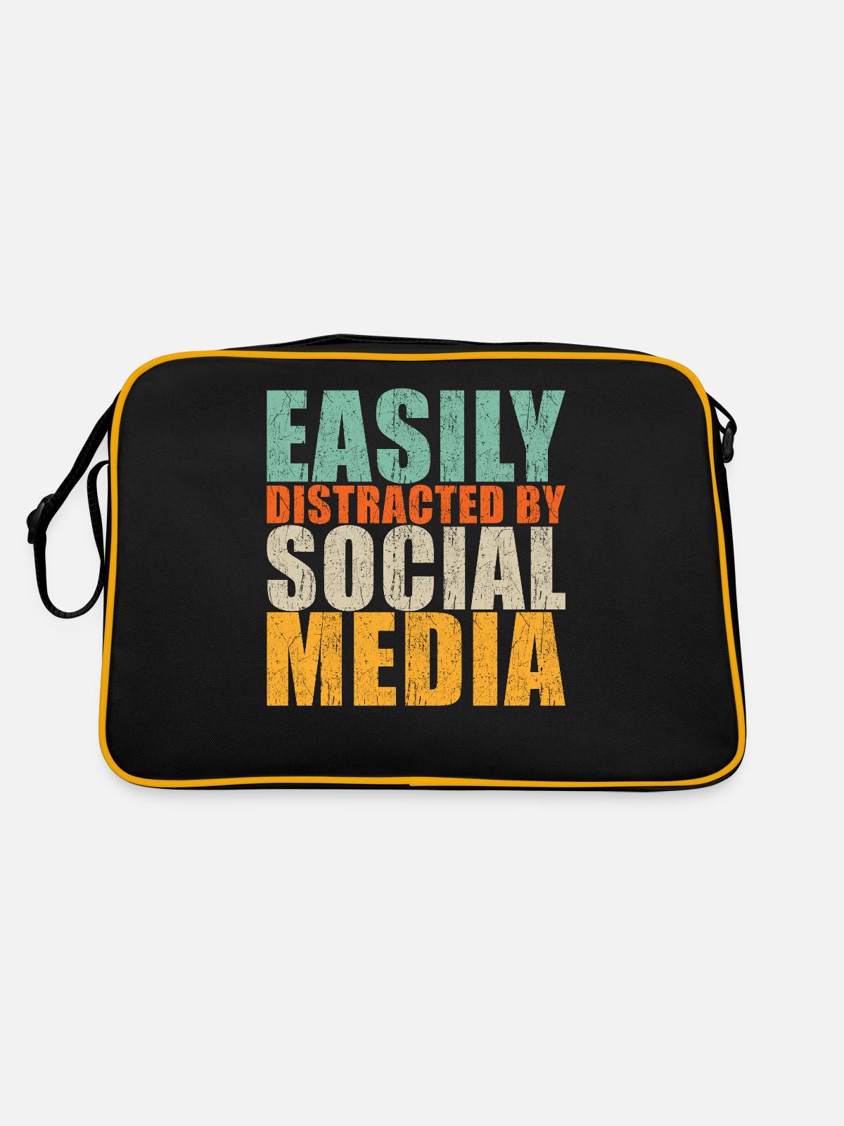Social Media Slogan - Retro Bag - black/gold - Back